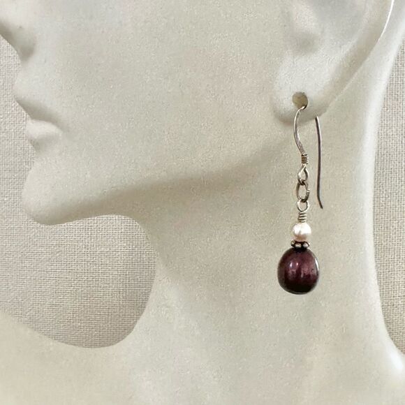 Sterling silver authentic pearl drop earrings - Picture 2 of 10